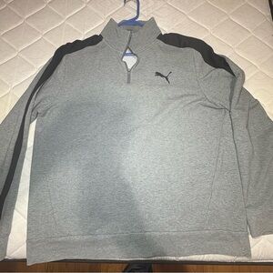 Puma Gray and Black Quarter-Zip Sweatshirt pull over men’s size XXL